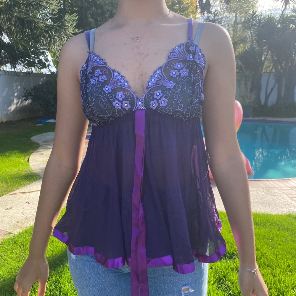 4 FOR 40!!!! Y2K Purple Lingerie Cami Top - Picture 1 of 3